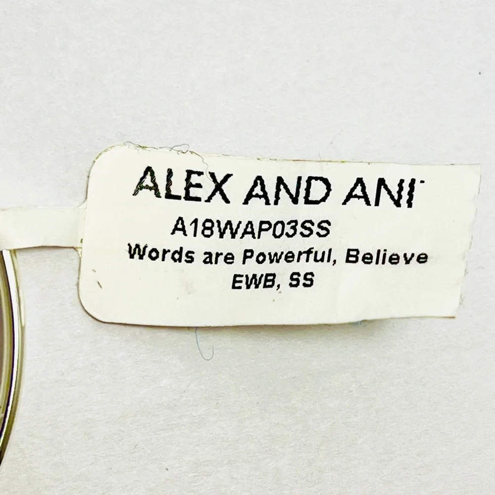 Alex and Ani Shiny Silver Bracelet with Teal 'Believe' Charm - Picture 4 of 7